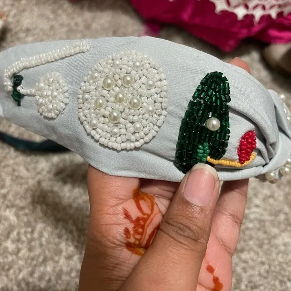 Golf Beaded Twisted Knot Headband (NWT) and Loft Plaid Twisted Headband Bundle - Picture 7 of 7